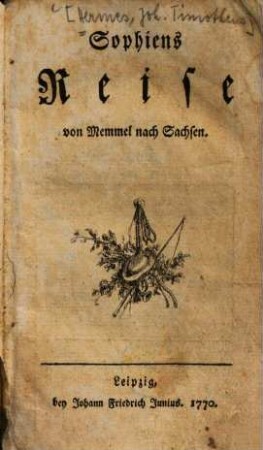 Sophiens Reise von Memmel nach Sachsen, [1]