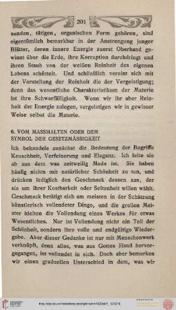 6. Vom Maßhalten als Symbol der Gesetzmäßigkeit