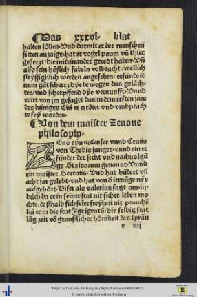 Von dem maister Zenone philosopho