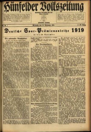 Ausgabe vom Mittwoch, den 12. November 1919.