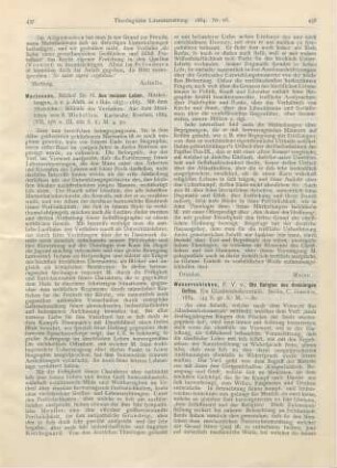 437-438 [Rezension] Martensen, H., Aus meinem Leben. Mittheilungen, 2. u. 3. Abth. in 1 Bde. 1837 - 1883