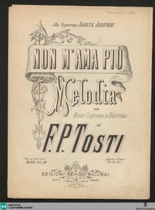 Non m'ama più : melodia per mezzo--soprano o baritono