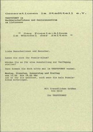 Das Poesie- Album im Wandel der Zeiten