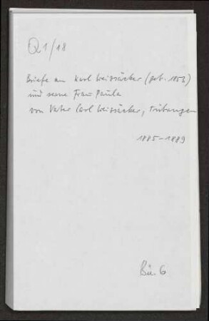 Briefe an Weizsäcker und seine Frau Paula von Vater Carl Weizsäcker, Tübingen