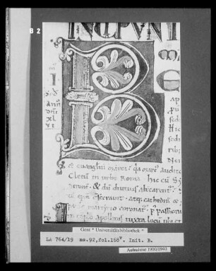 Liber Floridus Lamberti Canonici — Initiale B, Folio 168verso