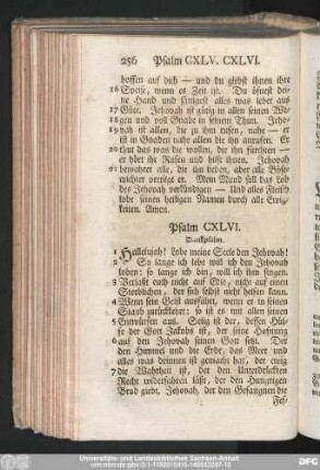 Psalm CXLVI. Dankpsalm.