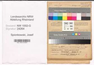 Entnazifizierung Josef Spionkowski, geb. 29.01.1914 (Monteur)