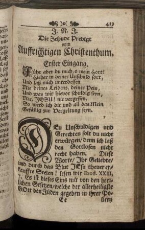 Die Zehnde Predigt vom Auffrichtigen Christenthum.