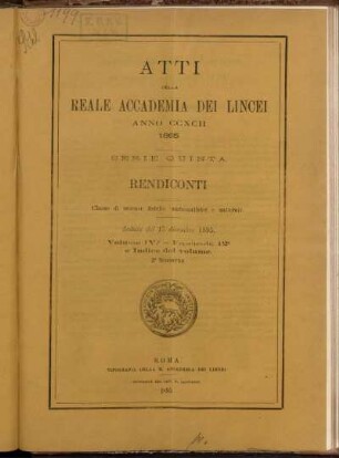 Seduta del 15 dicembre 1895. Volume IV. - Fascicolo 12.
