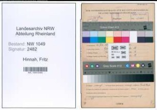 Entnazifizierung Fritz Hinnah , geb. 26.07.1890 (Angestellter)