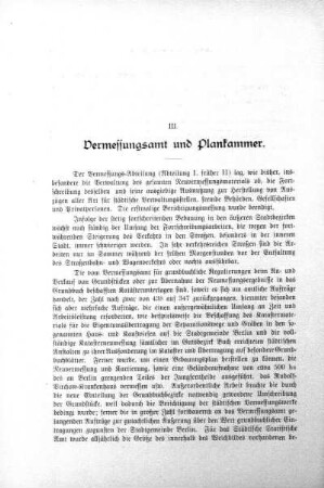 III. Vermessungsamt und Plankammer