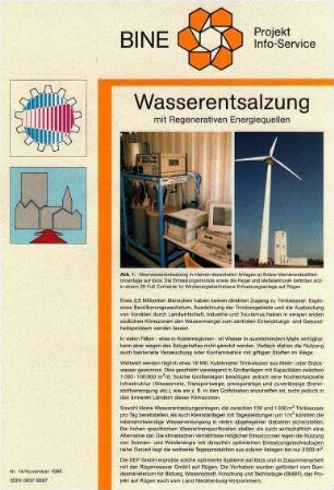 Wasserentsalzung mit Regenerativen Energiequellen.