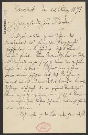 Brief an Ludwig Strecker <senior> und B. Schott's Söhne : 22.03.1899