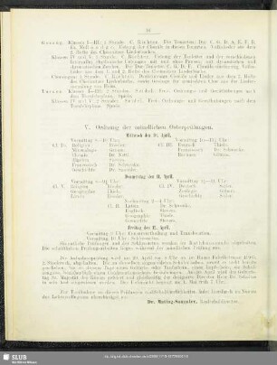 V. Ordnung der mündlichen Osterprüfungen
