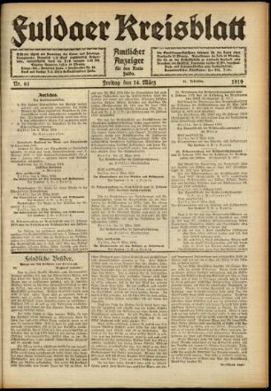 Ausgabe vom Freitag, den 14. März 1919.