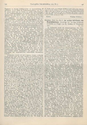146-147 [Rezension] Stephan, Horst, Die heutigen Auffassungen vom Neoprotestantismus
