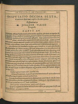 Disputatio Decima Sexta. Respondente M. Johanne Ulrico