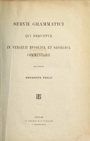 Servii grammatici qui feruntur in Vergilii carmina commentarii : Recensuerunt Georgius Thilo et Herm. Hagen. 3,1