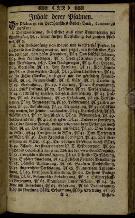 Inhalt derer Psalmen