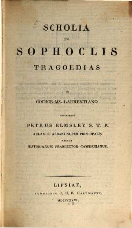 Scholia in Sophoclis Tragoedias, 1. (1826)