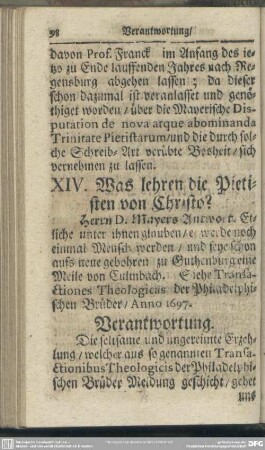 XIV. Was lehren die Pietisten von Christo?