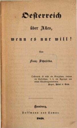 Oesterreich über alles, wenn es nur will!