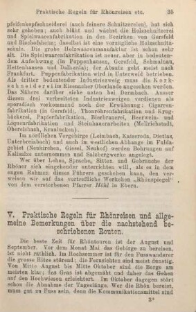 V. Praktische Regeln für Rhönreisen und allgemeine Bemerkungen über die nachstehend beschriebenen Routen.