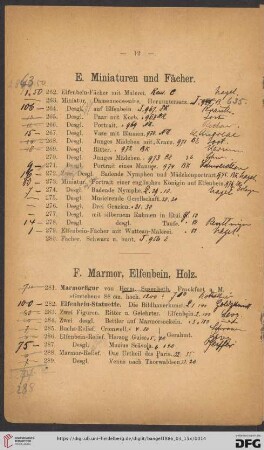 F. Marmor, Elfenbein, Holz (Nr. 281 - 295)