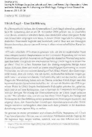Ulrich Engel - eine Einführung