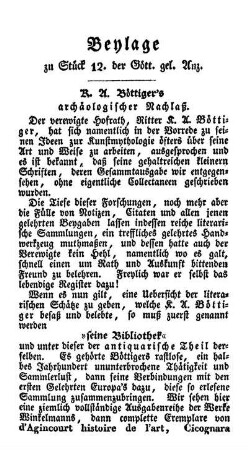 Beilage zu Stück 12. der Gött. gel. Anz.