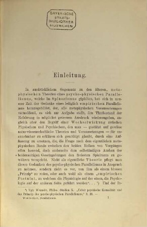 Über physische und psychische Kausalität und das Prinzip des psycho-physischen Parallelismus