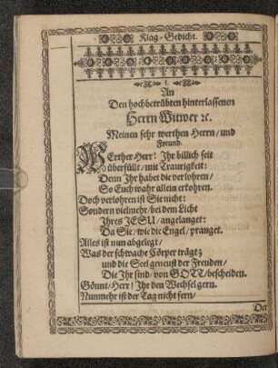 Klag-Gedicht.