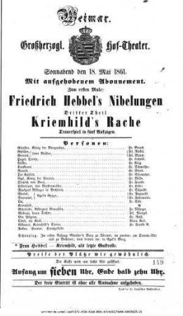 Nibelungen Dritter Theil: Kriemhild's Rache