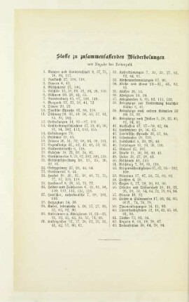 Stoffe zu zusammenfassenden Wiederholungen