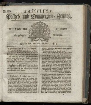 Nr. 80, Mittwoch, den 6ten October 1819