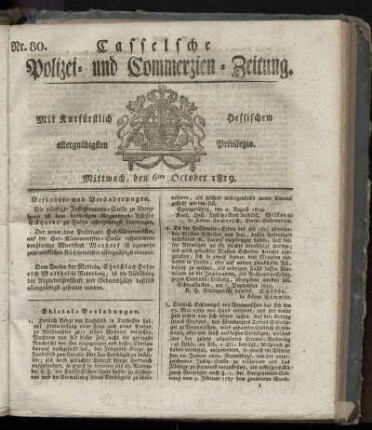Nr. 80, Mittwoch, den 6ten October 1819
