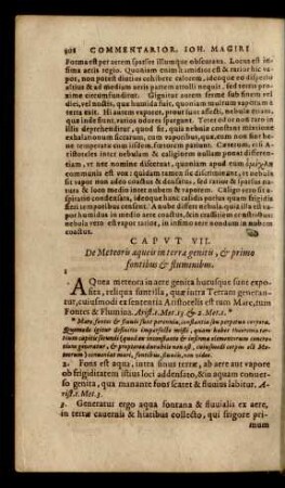 Caput VII. De Meteoris aqueis in terra genitis, [et] primo fontibus [et] fluminibus.