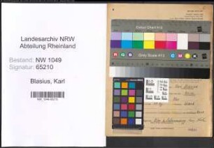 Entnazifizierung Karl Blasius , geb. 27.08.1896 (Schlosser)