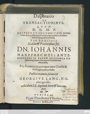 Disputatio De Transactionibus