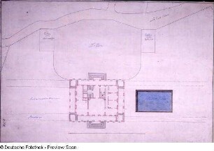 Lageplan mit Grundriß eines Schlosses