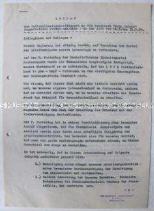 Aufruf zum Rationalisatorenwettbewerb im Jugendbetrieb VEB Gummiwerk "John Scheer"