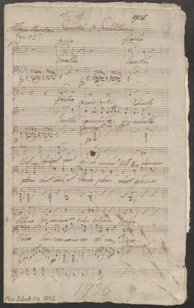 Sanctus, V, pf, Es-Dur - BSB Mus.Schott.Ha 1853-3 : [heading:] N|r 4 // Sanctus, o Salutaris