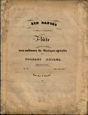 Six danses : (4 walzes et 2 ländlers) ; pour la flûte ; op. 35
