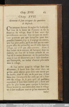 Chap. XVII. Comment il faut attaquer des quartiers de Husards.