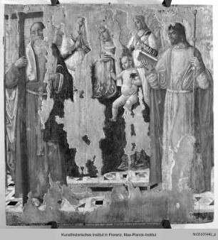 Thronende Madonna mit dem Kind, Engeln, dem Heiligen Andreas und dem Heiligen Jakobus Major