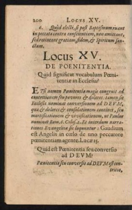 Locus XV. De Poenitentia.