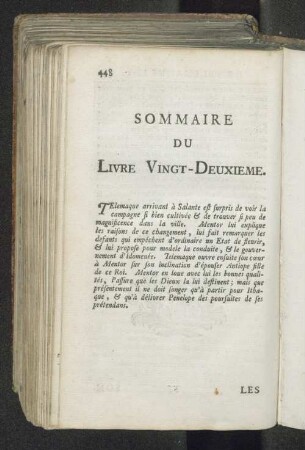 Sommaire du livre vingt-deuxieme.