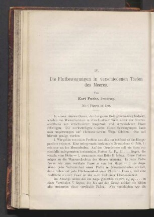 IV. Die Flutbewegungen in verschiedenen des Meeres