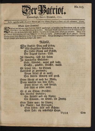 No. 103. Donnerstags, den 20. December, 1725