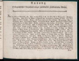 Anhang. Orthographisches Verzeichniß einiger zweifelhafter gleichlautender Wörter.